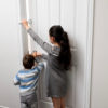 DOORWING door lock and finger guard allows access for older siblings.