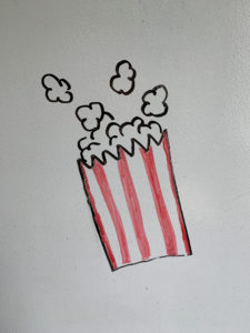 Popcorn doodle on the wall