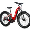 aventure step-through ebike in cherry red