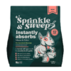 Sprinkle & Sweep bag with a cartoon dog sweeping up a mess with a broom and dustpan.
