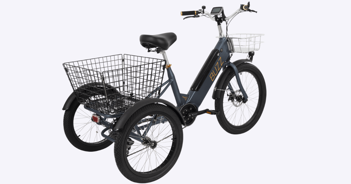 The BUZZ Bikes Cerana T E-Trike has a large basket.