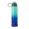 The Boulder Insulated Water Bottle in light and dark blue.