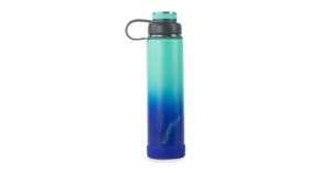 The Boulder Insulated Water Bottle in light and dark blue.