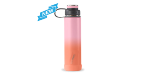 The Boulder Insulated Water Bottle in pink and orange.