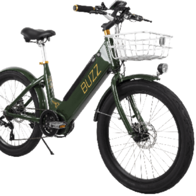 The BUZZ Bikes Cerana E-Bike in Buzz green.