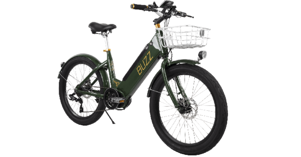 The BUZZ Bikes Cerana E-Bike in Buzz green.