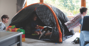 The Crucoon from Cura Outdoors being used inside a home.