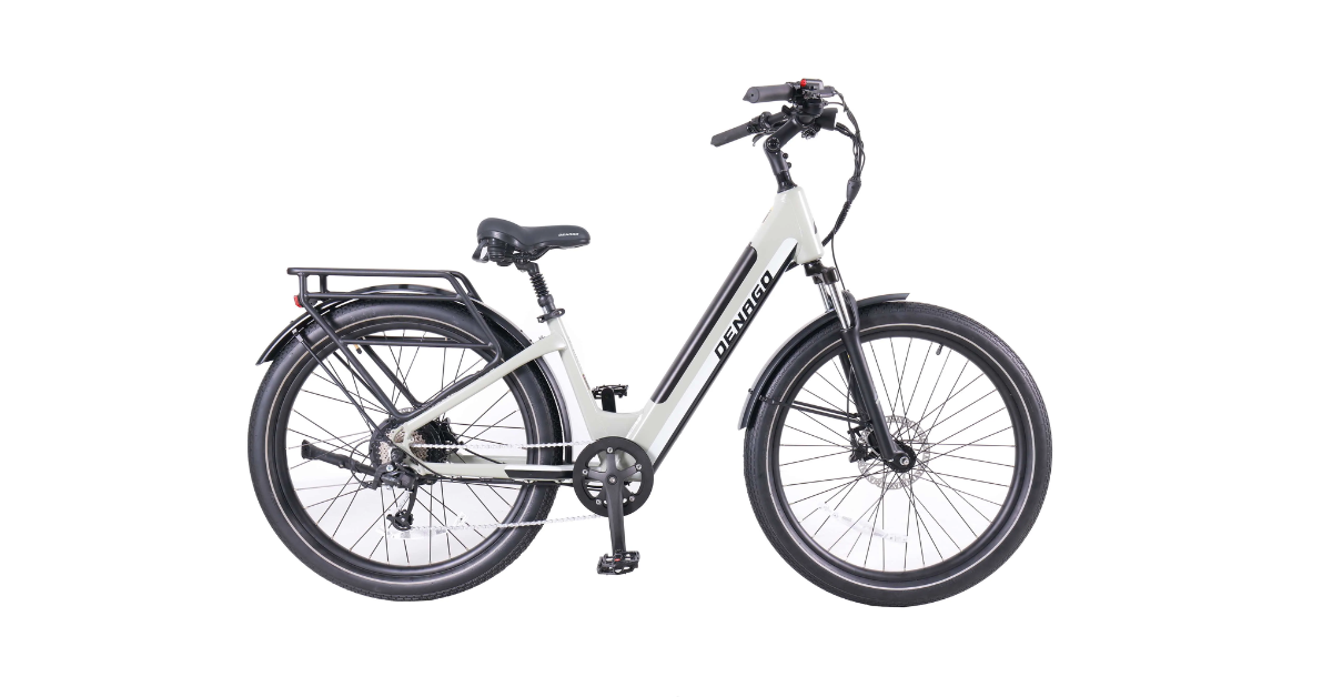 The Denago Commuter Model 1 Step-thru bike ready for use.