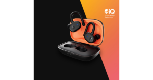 The Skullcandy Push Active True Wireless Earbuds in black and orange.