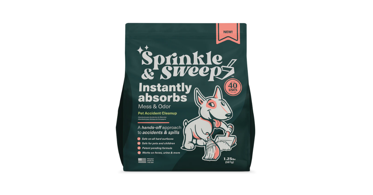 The Sprinkle & Sweep package ready to clean up after your dog.