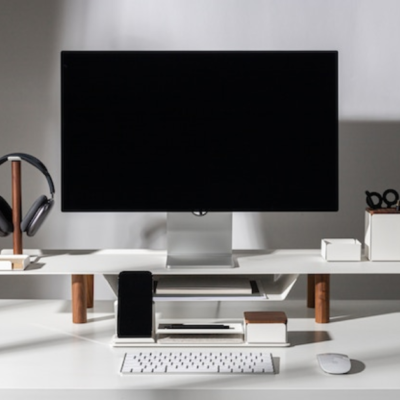 The Gather Magnetic Desk Organizer set up in an office.