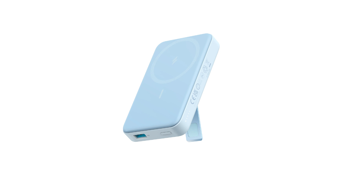 The Anker 633 Magnetic Battery in blue.